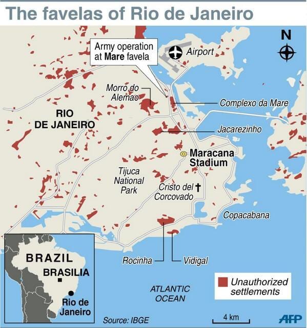 mapa Rio de Janeiro favele