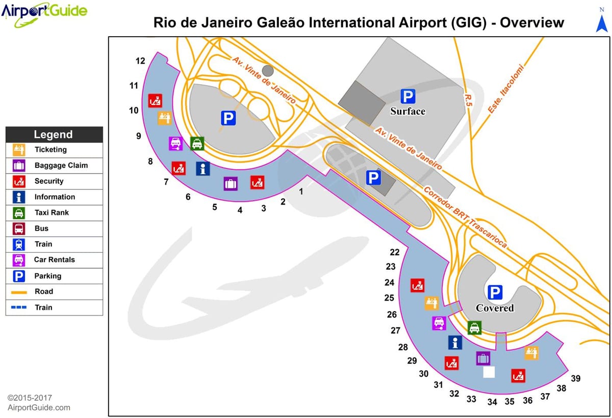Rio de Janeiro aerodrom mapu