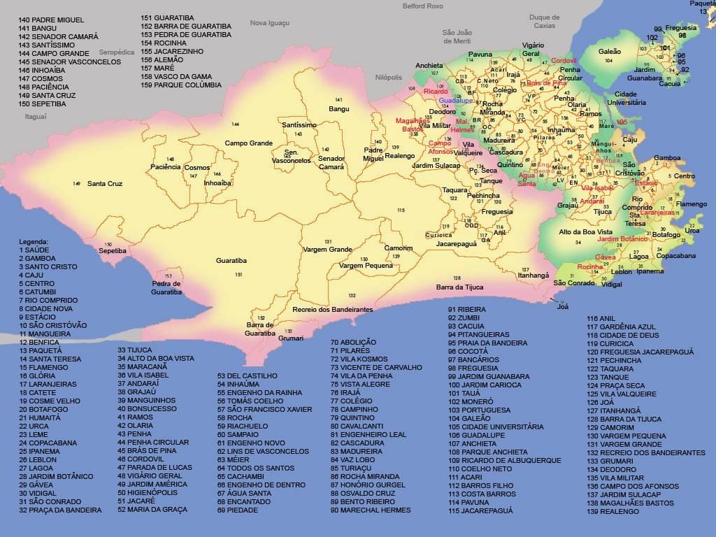 mapa Rio de Janeiro naseljima