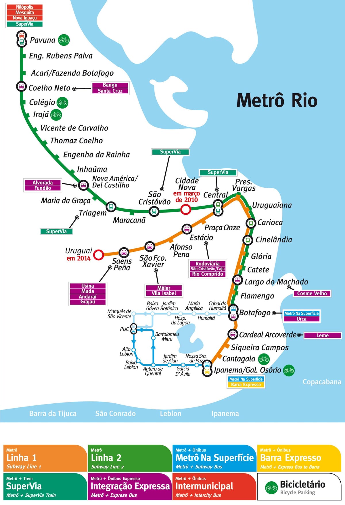 mapa metroa Rio de Janeiro